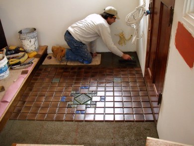 Field tiles going into place