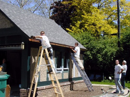 Cliff and team install garage gutters
