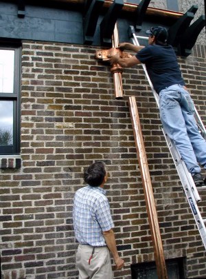 Ken Bunyak mounts collector and downspout