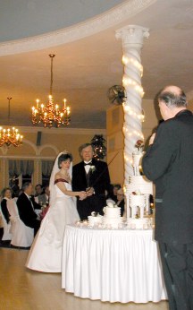 Cake sliced in saber ceremony