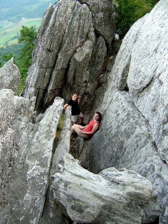 Tougher going as Beth and Laura climb toward Dragon's Tooth trail summit