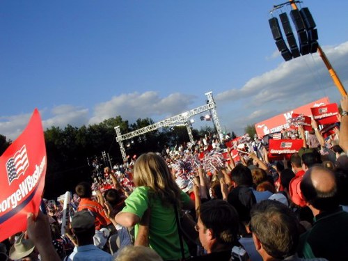 The hot crowd in Taylor, Mich., on August 30 for President Bush