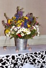 Marie's 'wild flowers in a pail' centerpiece