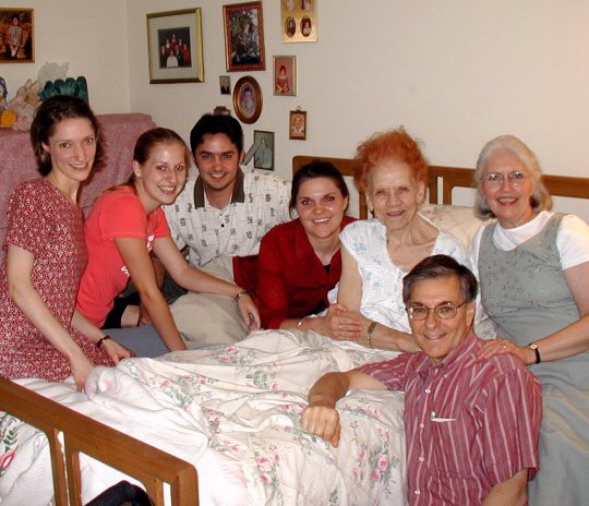 Entertaining in her boudoir, summer 2004